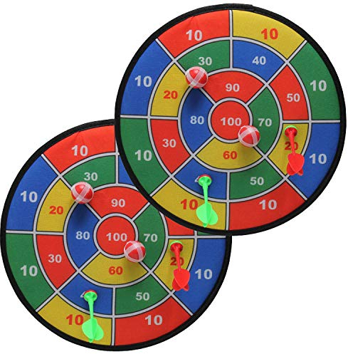 Land-Haus-Shop 2 Stück Dartscheibe 36cm mit Klettband Dart Spiel Klett Scheibe je 2 Bälle und 2 Pfeile, Wurfscheibe Soft