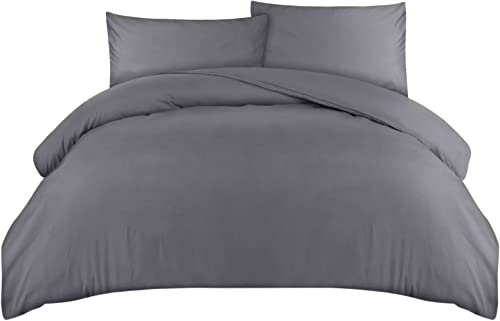 Utopia Bedding Bettwäsche Set - Mikrofaser Bettbezug 260x220 cm + 2 Kissenbezüge 50x75 cm - Grau