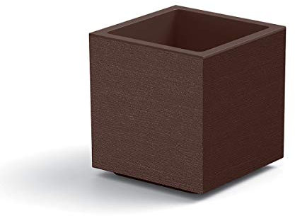 Generico Vaso fioriera Quadrato CUBO MATHERIA Colore Bronzo in plastica con Ruote 40 CM VECA AMDGarden