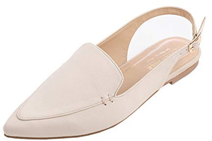 Feversole Womens Flat Pointed Toe Slingback Shoes Ladies Synthetic Leather Casual Buckle Strap Shoes Size 3.5-7