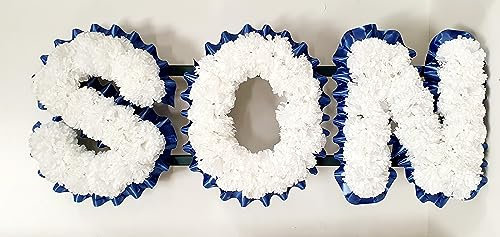 SON Artificial Silk Funeral Tribute Name Flowers Letter Wreath