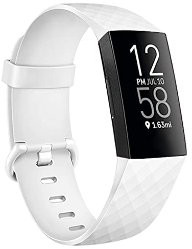 Oumida für Fitbit Charge 3 Armband/Fitbit Charge 4 Armband, Verstellbarer klassischer Sport Ersatzarmband Kompatibel mit Fitbit Charge 3/ Fitbit Charge 4 (Weiß, Small)