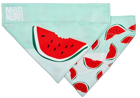 Max & Molly Wendehalstuch aus Stoff für Hunde und Katzen, um Bandana sicher an Ort und Stelle zu halten (Wassermelonen, Medium-Large)