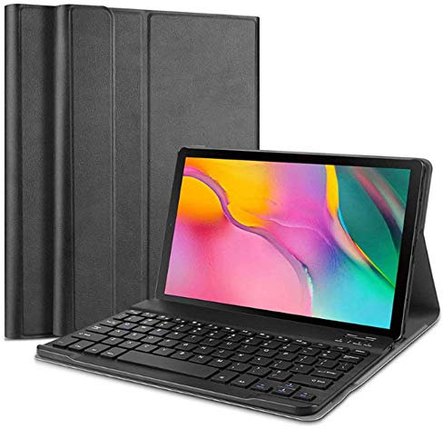 QYiiD Coque Clavier pour Galaxy Tab A 10.1 2019 SM-T510/T515, Français AZERTY Clavier Bluetooth sans Fil Etui Multiposition Housse Cover Légère pour Tab A 10.1 2019,Noir
