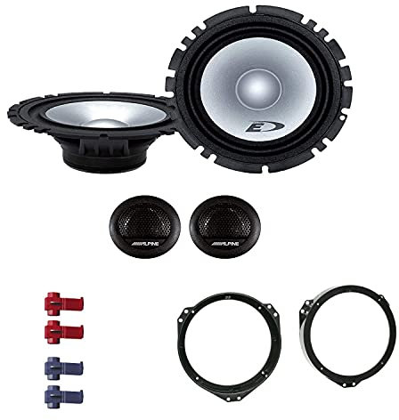 Alpine SXE 1750S Auto Lautsprecher Boxen mit Einbauset passend für Opel Calibra 1990-1997 Türen vorne 560 Watt 16,5 cm 2 Wege Kompo