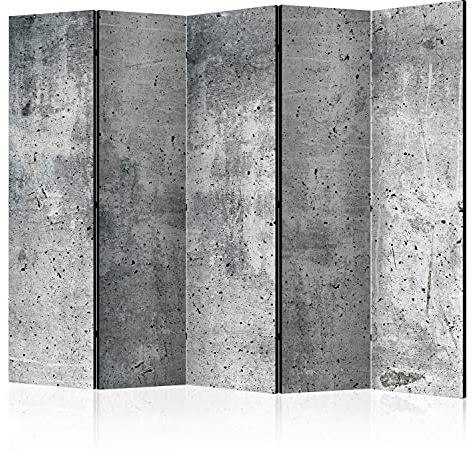 murando Raumteiler Foto Paravent Abstrakt 225x172 cm beidseitig auf Vlies-Leinwand Bedruckt Trennwand Spanische Wand Sichtschutz Raumtrenner Design Betonoptik Loft Metall grau f-C-0247-z-c