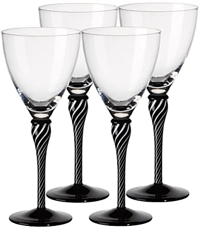 CRISTALICA Weinglas Weinkelch Roseglas Night and Day Schwarz Weiß Klar 4er Set 320ml