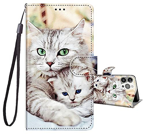 JRIANY for iPhone 13 Pro Case [6.1-inch] [Not for iPhone 13], PU Leather Wallet Case with Card Holder Animal Pattern Cute Design Shockproof Cover Flip Case Compatible with iPhone 13 Pro - Cats D