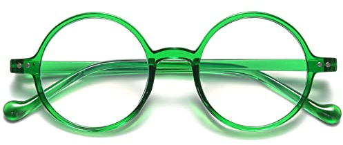 VEVESMUNDO Anti Blaulicht Lesebrille Damen Herren Runde Retro Groß Kunststoff Blaulichtfilter Lesehilf Sehhilfe Brille +1.0,+1.5,+2.0,+2.5,+3.0,+3.5,+4.0 (1 Stück Grün Lesebrille, +2.5)