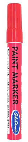 SolaDirect Red Permanent Marker Pen, Bullet Tip 2.5 mm Point, Oil Based Paint, Multi-Surface, Work on Stone, Leather, Fabric, Plastic, Rubber, Glass, Cardboard
