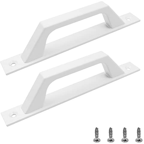 ZONADAH Pack of 2 Aluminum Alloy Sliding Door Fittings, for Balcony, Bathroom, Closet, Warehouse, Garden Doors - Modern Metal Handles (White)
