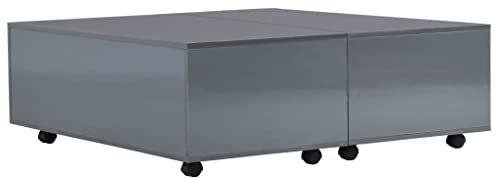Tidyard Couchtisch Ausziehbar Küchentisch mit Rädern Beistelltisch Wohnzimmertisch Sofatisch Esszimmertisch Kaffeetisch Ausziehtisch Sofatisch Grau 100 x 100 x 35 cm (L x B x H)
