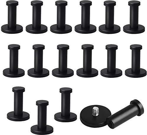 SWAWIS 16 Stück Rund Kleiderhaken Garderobenhaken Wandhaken Schwarz, 53mm Edelstahl Handtuchhaken Haken Schwarz inkl. Befestigungsmaterial, Rostfrei Kleiderhaken für Badezimmer Küche Schlafzimmer