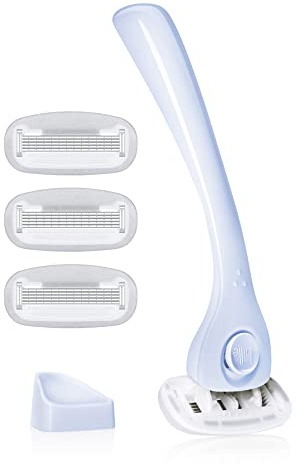 Billie Razors for Women Shave Kit – Women’s Razor + 4 x 5-Blade Razor Refills + Magnetic Holder – Cool Blue
