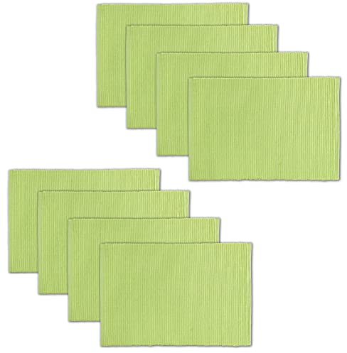 AVKA Studio Platzsets aus 100 % Baumwolle, gerippt, 20,3 x 48,3 cm, Hell-Limettengrün, dicke Konstruktion, waschbar, wiederverwendbar, Stoff-Tischset