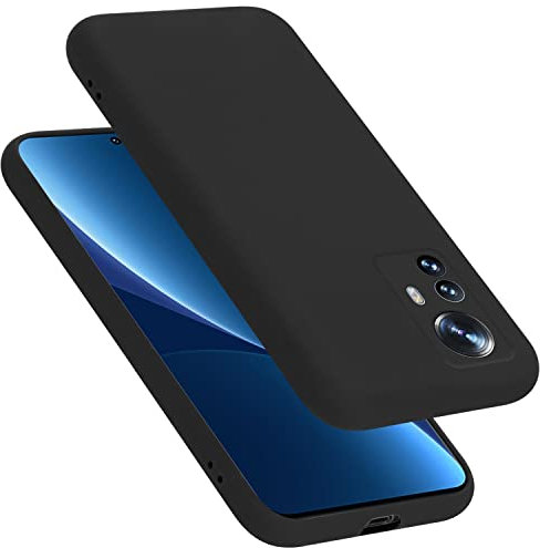 Cadorabo Hülle kompatibel mit Xiaomi 12 PRO Hülle Silikon Handyhülle für 12 PRO Case aus flüssigem Silikon- Kratzfeste und stoßfeste dünne TPU Schutzhülle - Liquid SCHWARZ