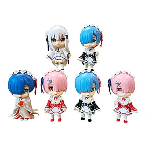 6Pcs Anime Figure Rem and Ram Figure Emilia/Echidna Figure Rem and Ram Cute Mini Figure 10cm Desktop Accessories