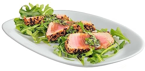 KADAX Assiette de service, rectangulaire, 23 x 16,5 cm, en porcelaine, plateau de service en porcelaine blanche, plateau de service adapté au micro-ondes (blanc)