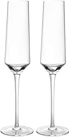 IRONABLE Sektgläser, Mundgeblasene Champagner gläser, Spülmaschinenfeste Sektgläser Glas, Set 210 ml, 2er-Pack, Flöte/Tulpe Optional (Flute)