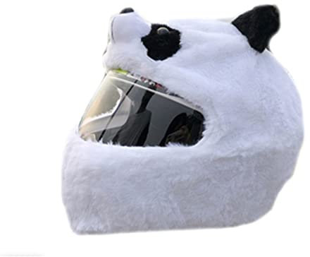Motorradhelm Abdeckung Plüsch Vollgesichtshelm Schutzabdeckung Lustige Helmabdeckung Lustige Plüsch Tierkopf Motorradhelm Abdeckung Für Männer Frauen (White)