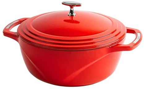 Lodge USA - Horno holandés esmaltado, 4.5 cuartos de galón, rojo