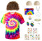 Hippie Kostüm Set, 70er Kostüme Hippie T-Shirt Perücke Brille Peace Halskette Stirnband, 60er und 70er Jahre buntes T-Shirt Sonnenbrille Stirnband Peace Halskette (Mehrfarbig, XXL)