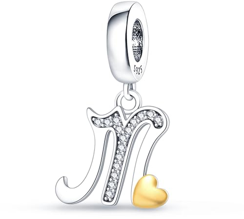 A-Z Alphabet Charms Anhänger silber 925,Bead Charms für Damen, Kompatibel mit europäischen Armbändern und Halskette