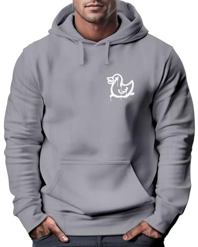 Neverless® Hoodie Herren Print Aufdruck Motiv Kapuzen-Pullover Männer Fashion Streetstyle Convoy Grey M
