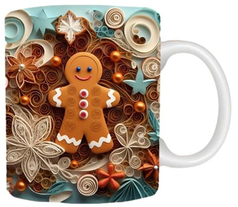 Uozonit Taza de café de cerámica de Navidad Tazas de café con pinturas, Tazas de té de cerámica Taza de café Muñeco de nieve, Tazas de café pintadas Decoración navideña (350 L)