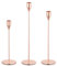 Relaxdays Holder, Set of 3, Metal, for Stick, Various Sizes, Decorative Candle Stand, Modern, Rose Gold, Iron, 33 x 8 x 8 cm