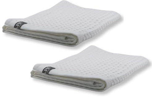 AGA.PIE 2er Set Bambus Lyocell Handtücher - Weiß, 50x100 cm, Bio Oeko-Tex 100, GOTS Zertifiziert, mit Bio Baumwolle, Nachhaltig, Waffelpique, 2 Stück