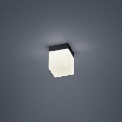 LED Bad-Deckenleuchte KETO, eckig, IP44, 6W 2900K 410lm, CRi >90, schaltbar, Stahl/Glas, mattschwarz