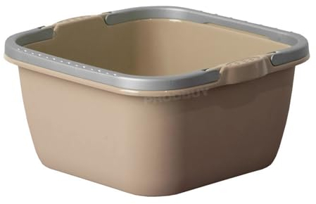 Brown Large 13 Litre Square Bucket with Folding Handles Washing Up Bowl Camping Caravan