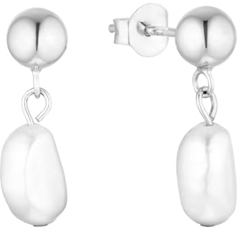 s.Oliver Ohrhänger 925 Sterling Silber Damen Ohrschmuck, mit Süßwasserzuchtperle, 1,7 cm, Weiß, Kommt in Schmuck Geschenk Box, 2037817