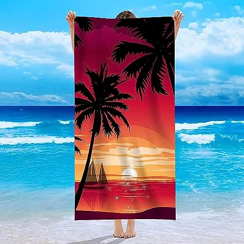Strandtuch Blick Auf Das Meer Mit Palmen 3D Badetuch Mikrofaser Campingtuch Schnelltrocknendes Handtuch Sandfrei Ultraweiches Reisehandtuch Tragbar Badetuch Für Reisen Strand Schwimmen Wande -6Y0Y+J0H
