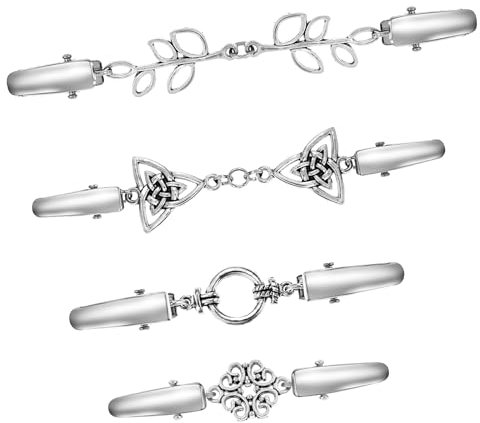 Tucnoeu - Lot de 4 pinces à chemise argentées rétro pour femme - Pinces à dos vintage - Fermoir pour cape, châle, châle, manteau