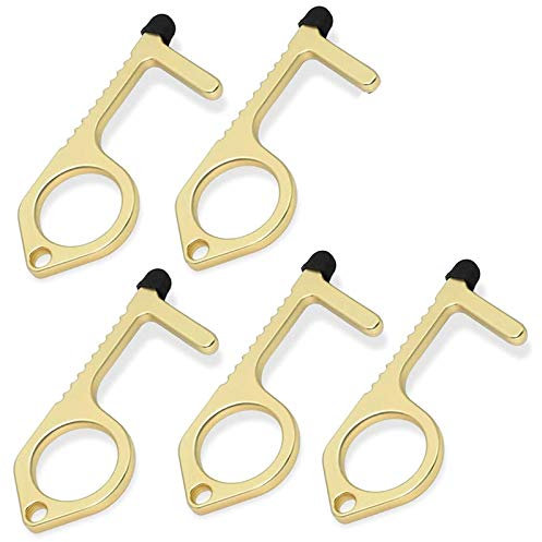 FYOBOT No Door Opener Pressless Keychain Tool with Stylus-Function for Surfaces, Pressscreens, Handles, Buttons(5 Packs)