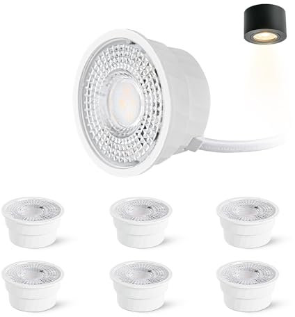 Gleonlux LED Modul 5W ultra flach 230V 50mm x 26mm, warmweiß 3000K 400lm 38° Lichtwinkel, ersetzt GU10 MR16 Leuchtmittel für Einbaustrahler, Aufbauspot, deckenleuchten und Deckenspots, 6er