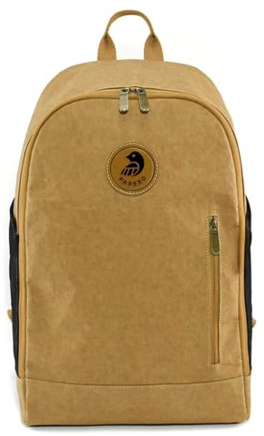 Papero ® Rolltop Rucksack Damen & Herren FOX mini aus Kraft Papier- Roll Top Backpack - Lässige Rucksäcke für Freizeit, wasserfest - reißfest für 15 Zoll Laptopfach (hellbraun, 22 L)