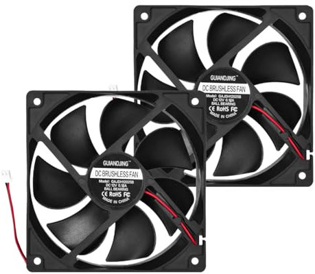 GUIANDJING 1225 Cooling Fan 120mm X 25mm 1800RPM DC 12V 2Pin Ball Bearing Brushless 2 Pack for Computer Case CPU