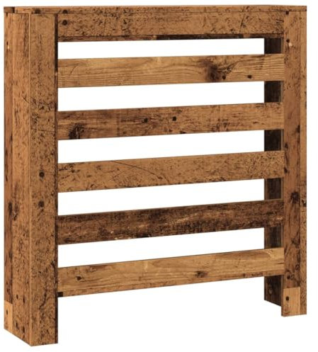 vidaXL Radiator Cover Heater Shelf - Brown Engineered Wood, Decorative and Functional with Modern Slatted Design for Living Room - Easy to Clean and Assemble, 78x20x82 cm