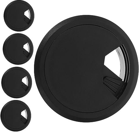 ORFOFE Kabeldurchführung 50 mm für Computer-Schreibtische Kabellochabdeckung für Büro-Schreibtische Kabelaufbewahrung schwarz 5 Stück