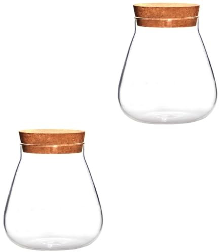 Mipcase 2 Pcs Bouteille en Verre De Liège Bouteilles De Pot Couvercle en Liège pour Terrarium Micro Paysage Vase Plantes Artificielles Pot De Larme d'eau Pot De Bonbons À De
