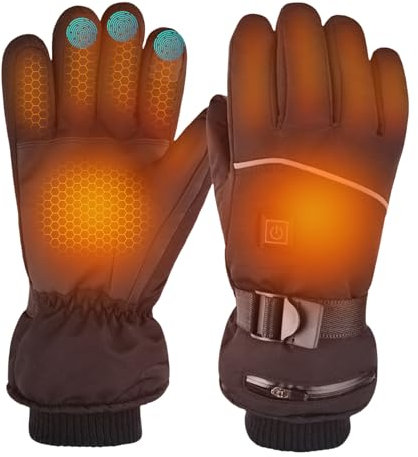Guantes calefactores, guantes calefactores para hombre, mujer, 3 niveles de calefacción, guantes de invierno, impermeables, pantalla táctil, guantes calientes, funcionamiento con pilas para patinaje