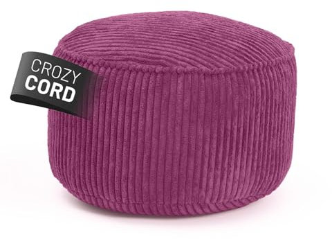 Lumaland Sitzsack Pouf aus Cord | Kompakter 50L Gaming Pouf mit 3-in-1-Funktion: bequemer Hocker, praktisches Tischchen & stylischer Indoor Fußschemel | Ø 25 x 45 cm [Weinrot]