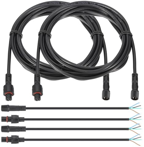 PATIKIL 9.84Ft 4 Pin Extension Cable Wire, 2 Set 22AWG Waterproof IP67 Extension Cord with 7.87 Male Female Connector kit for Boat Car Truck Indoor/Outdoor Solar LED Strip Light, Black
