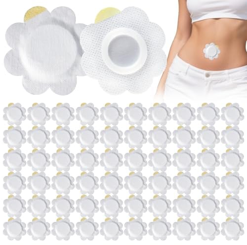 Castor Oil Patches, Ölfreie Rizinusöl Bauchnabel Pflaster für Reise Arbeit | 100 Stück, Blütenförmige, Selbstklebend, Ölabgabe, Vielseitige Bedingungen, Castor Oil Pack