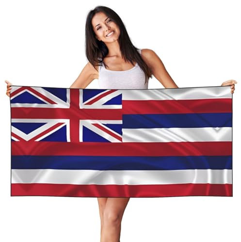 Oibnkcn Strandtuch mit Flagge von Hawaii, Badetuch, großes Handtuch, 70 x 140 cm, großes Handtuch und Stranddecke