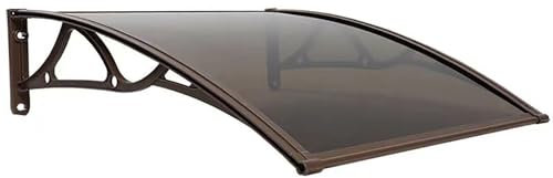 Auvent de Porte et Fenêtres Extérieure, Auvent de fenêtre Toit Abri, Marquise Porte D'Entree, avec Panneau en Polycarbonate et Cadre en Aluminium Toit Abri Protection Contre La Pluie et UV(Brown,80x10