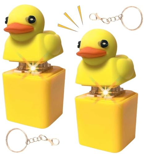 Duckeys Quacking Fidget Toy,2 Stück Duck Quacking Keychain Fidget Spielzeug,Duckeys Keycap Schlüsselanhänger,Quackendes Enten-Zappelspielzeug Lichtern,zur Dekompression Dekoration